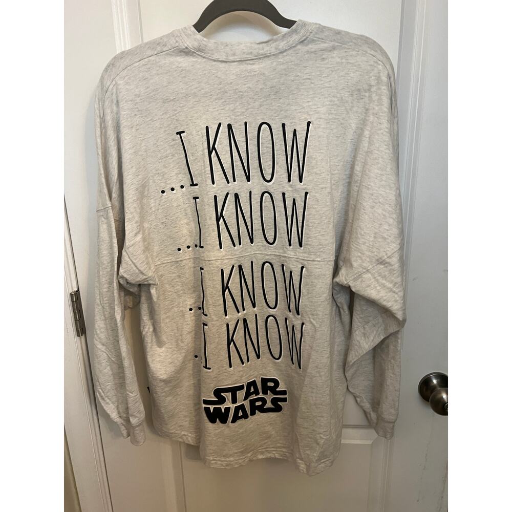 Disney Star Wars ''I Know'' Spirit Jersey for Adults Puffy ink M Gray Oversized